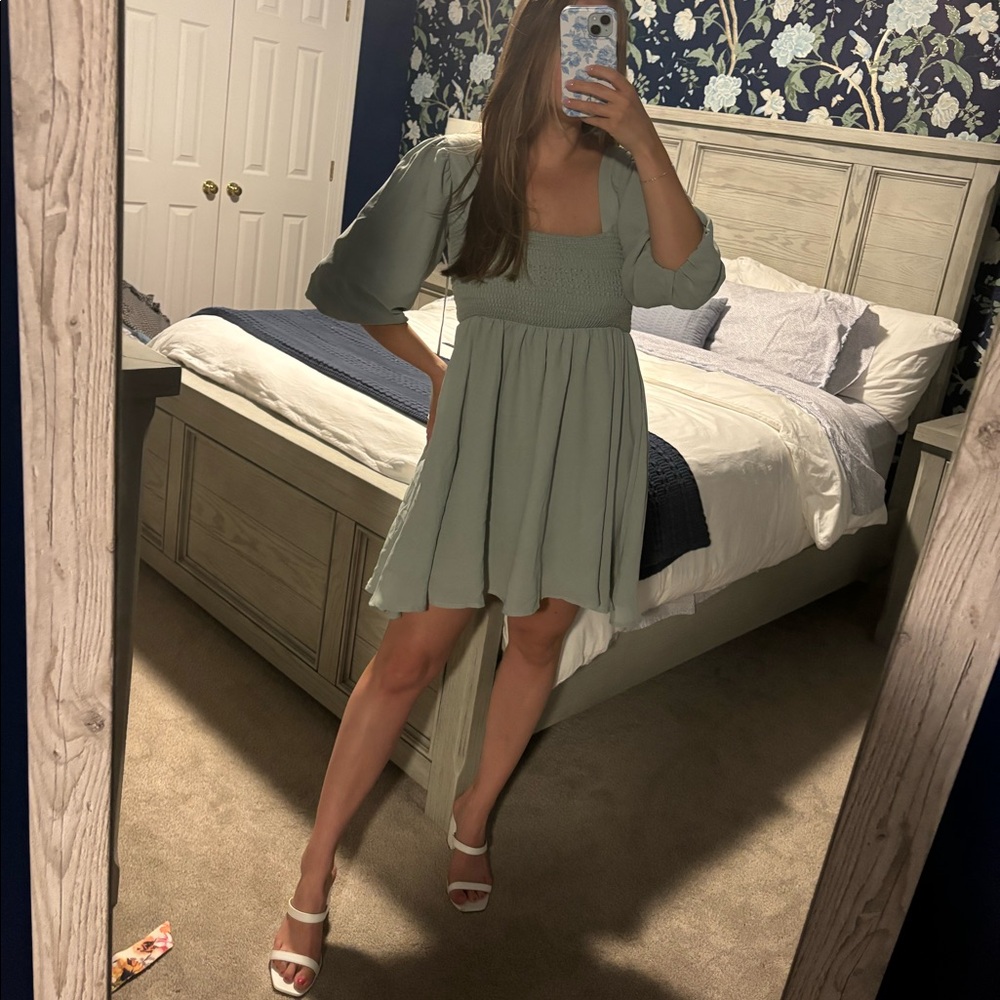 Smocked Sage Dress